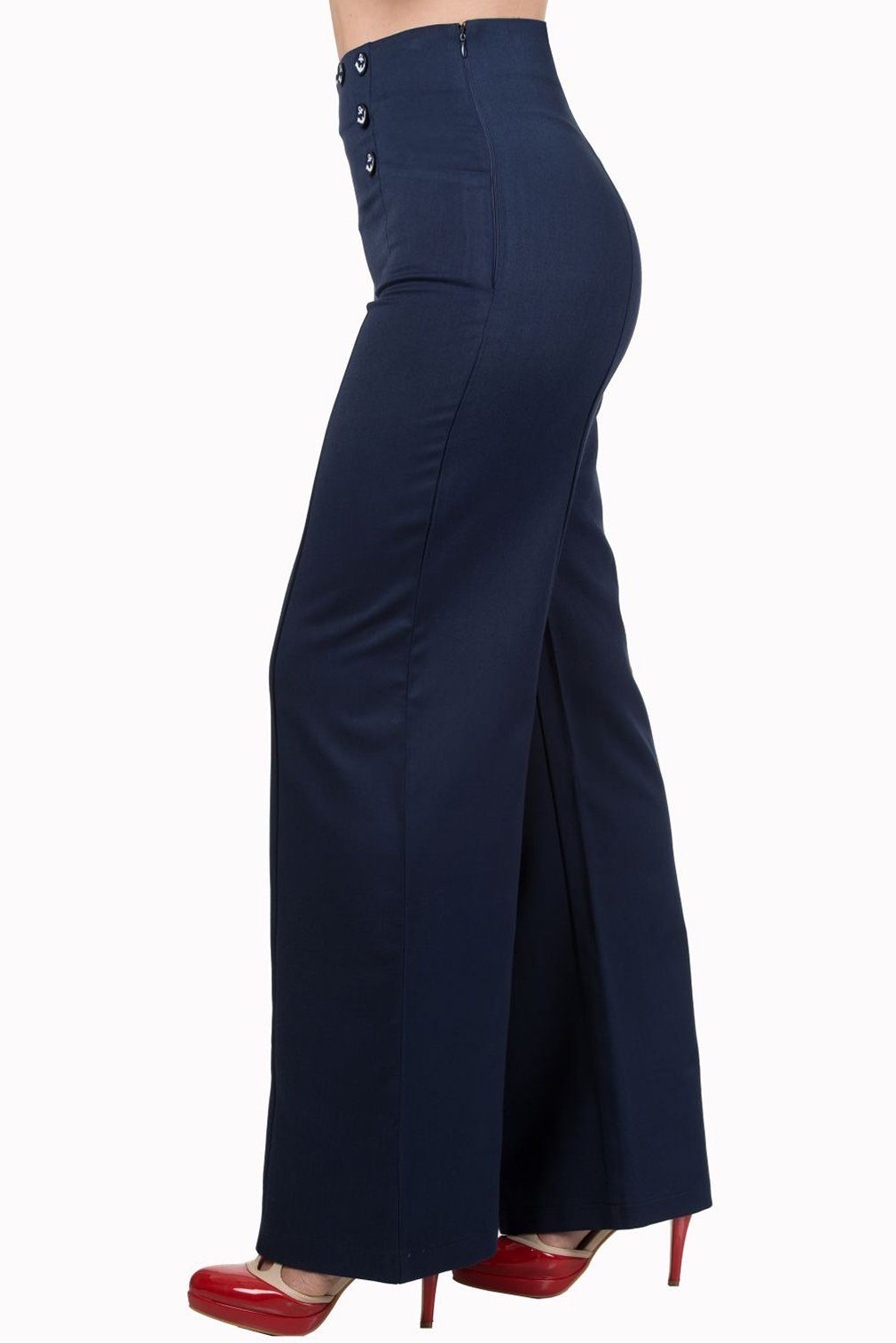 Banned Schlaghose Retro Stay Awhile Navy Blau Vintage Trousers 40er Jahre S günstig online kaufen