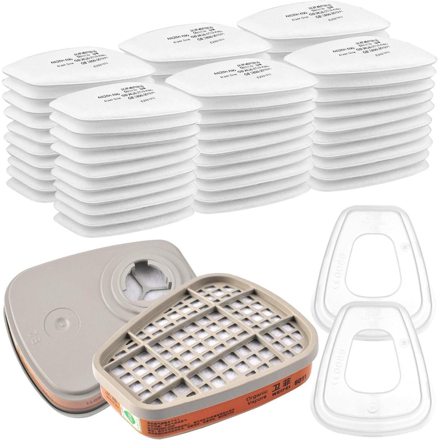 XMSZQU Patronenfilter 6001 Filter Atemschutzmaske Set - Organische Dämpfe Baumwollfilter 60
