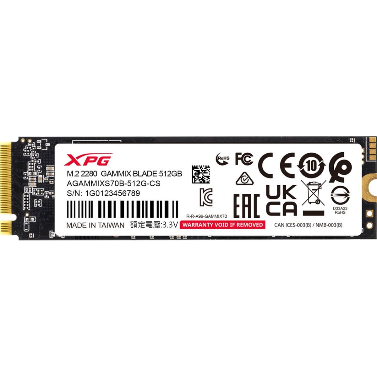 ADATA XPG SSD PCIe Gen 4x4 512GB GAMMIX S70 BLADE R/W interne SSD