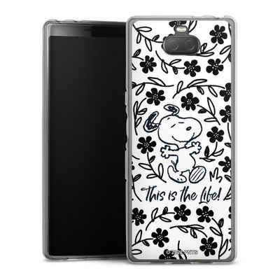 DeinDesign Handyhülle Peanuts Blumen Snoopy Snoopy Black and White This Is The Life, Sony Xperia 10 Silikon Hülle Bumper Case Handy Schutzhülle