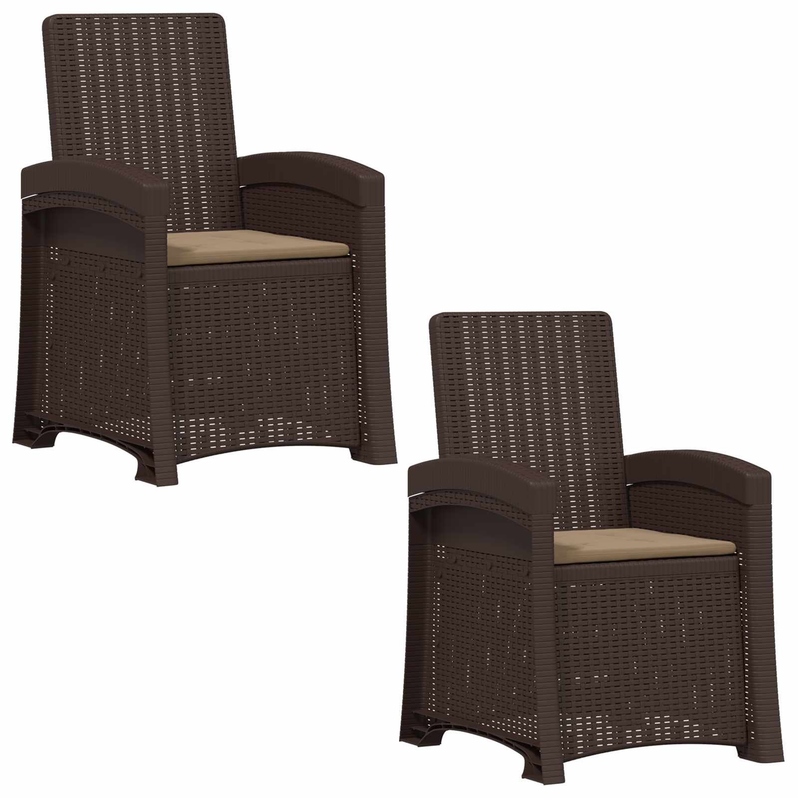 vidaXL Gartenstuhl Liegesessel Garten Rattan-Optik 2 Stk. Braun und Taupe PP (2 St)