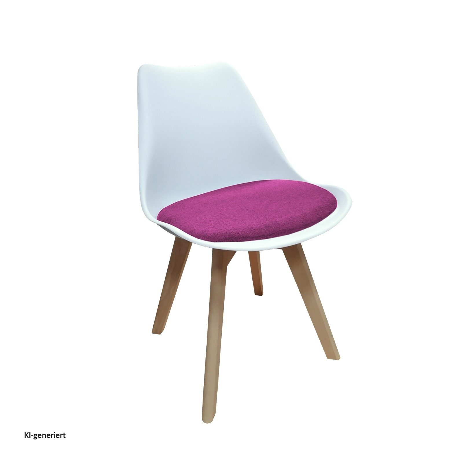 HTI-Living Esszimmerstuhl Stuhl Atlanta Weiß, Webstoff Pink (Set, 1 St), Esszimmerstuhl Kunststoffschale Webstoffbezug Holzfüße
