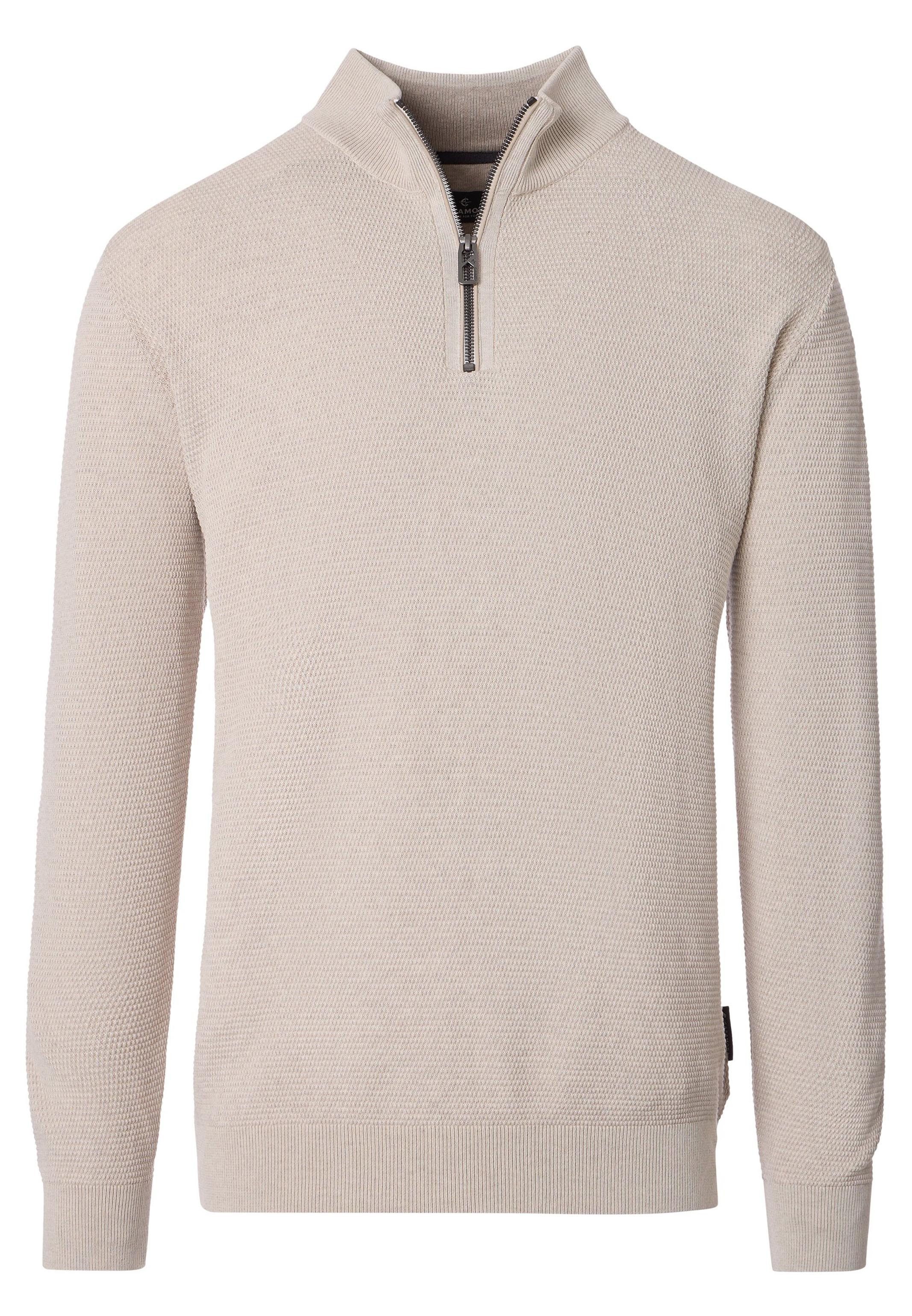CASAMODA Strickpullover Basic (1-tlg) Troyer - Baumwolle - Atmungsaktiv - Feine Strickstruktur