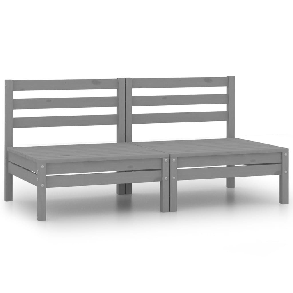 vidaXL Loungesofa 2-Sitzer-Gartensofa Grau Kiefer Massivholz, günstig online kaufen
