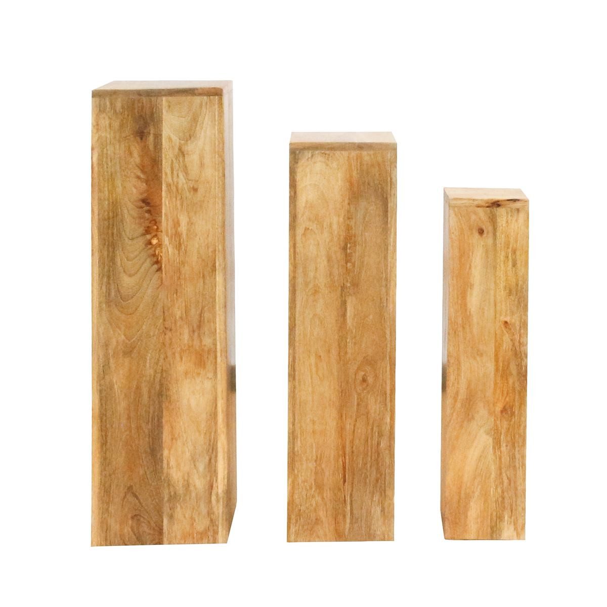 Oriental Galerie Blumenhocker Massive Holz Säule Viereckig Podest natur mittel 75cm (1 St) – Bild 3 von 4