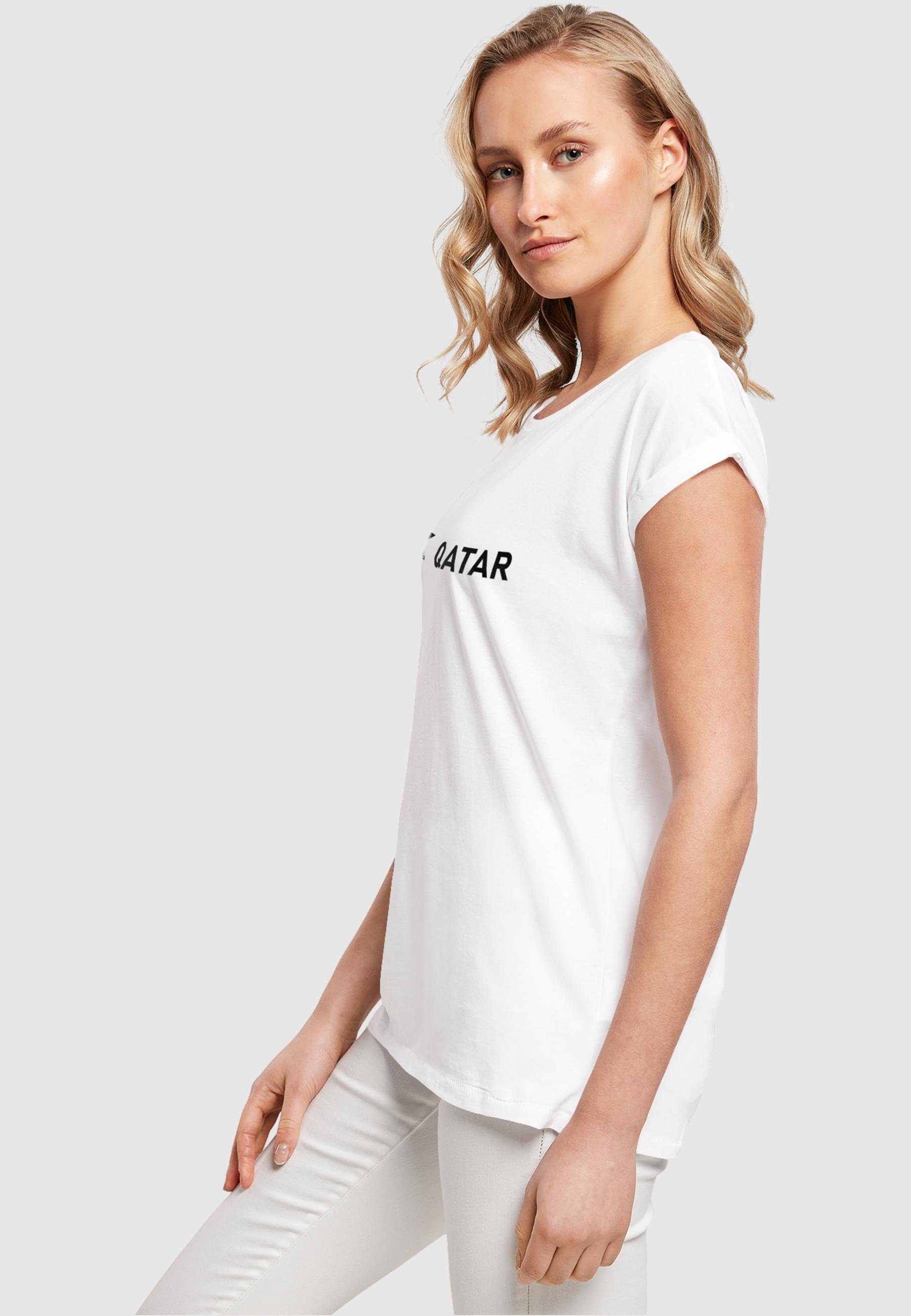 Ladies Qatar Shoulder Damen Tee (1-tlg) white F#K Extended Merchcode T-Shirt