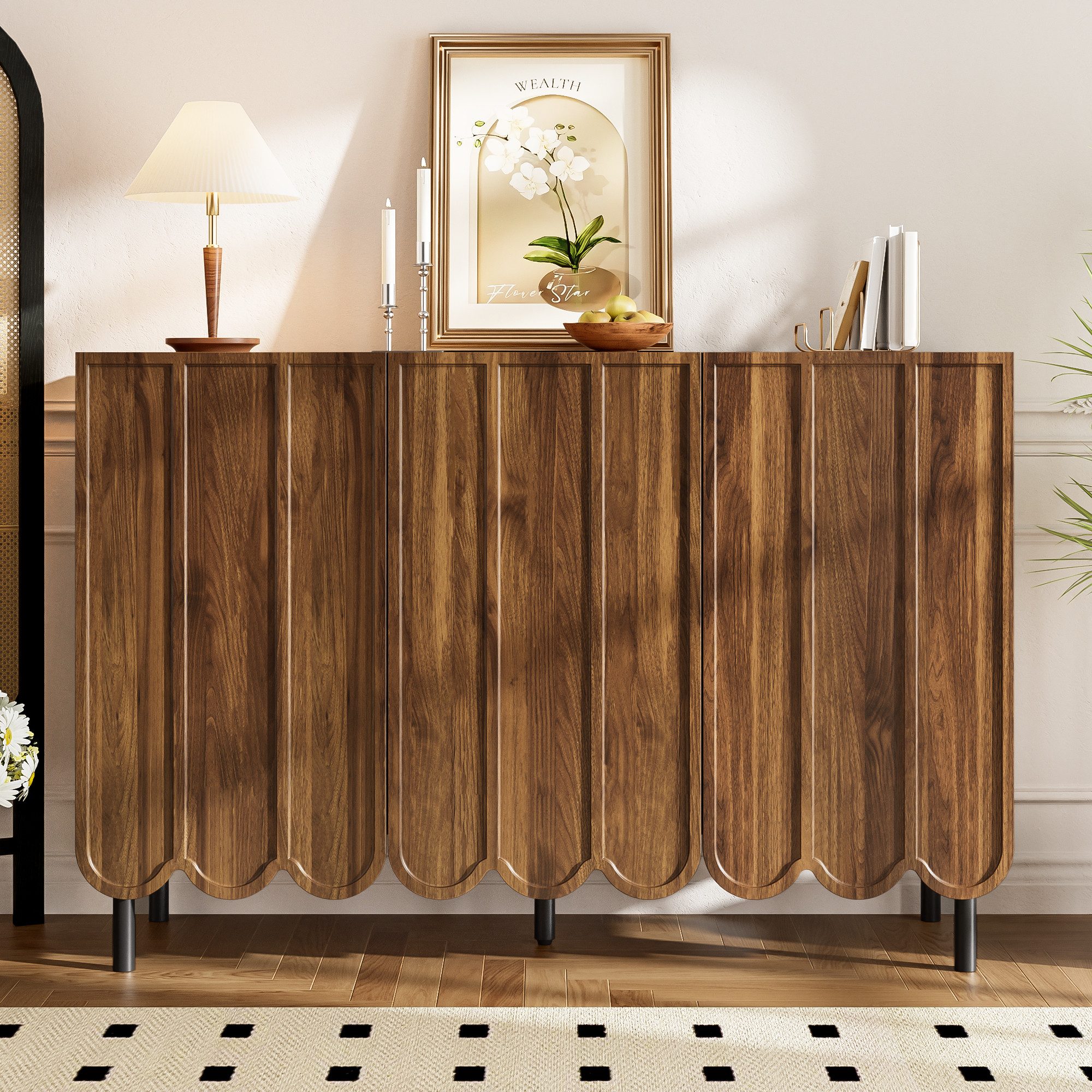 Merax Sideboard in Holzoptik mit Push-to-Open-System (Buffetschrank Anricht günstig online kaufen