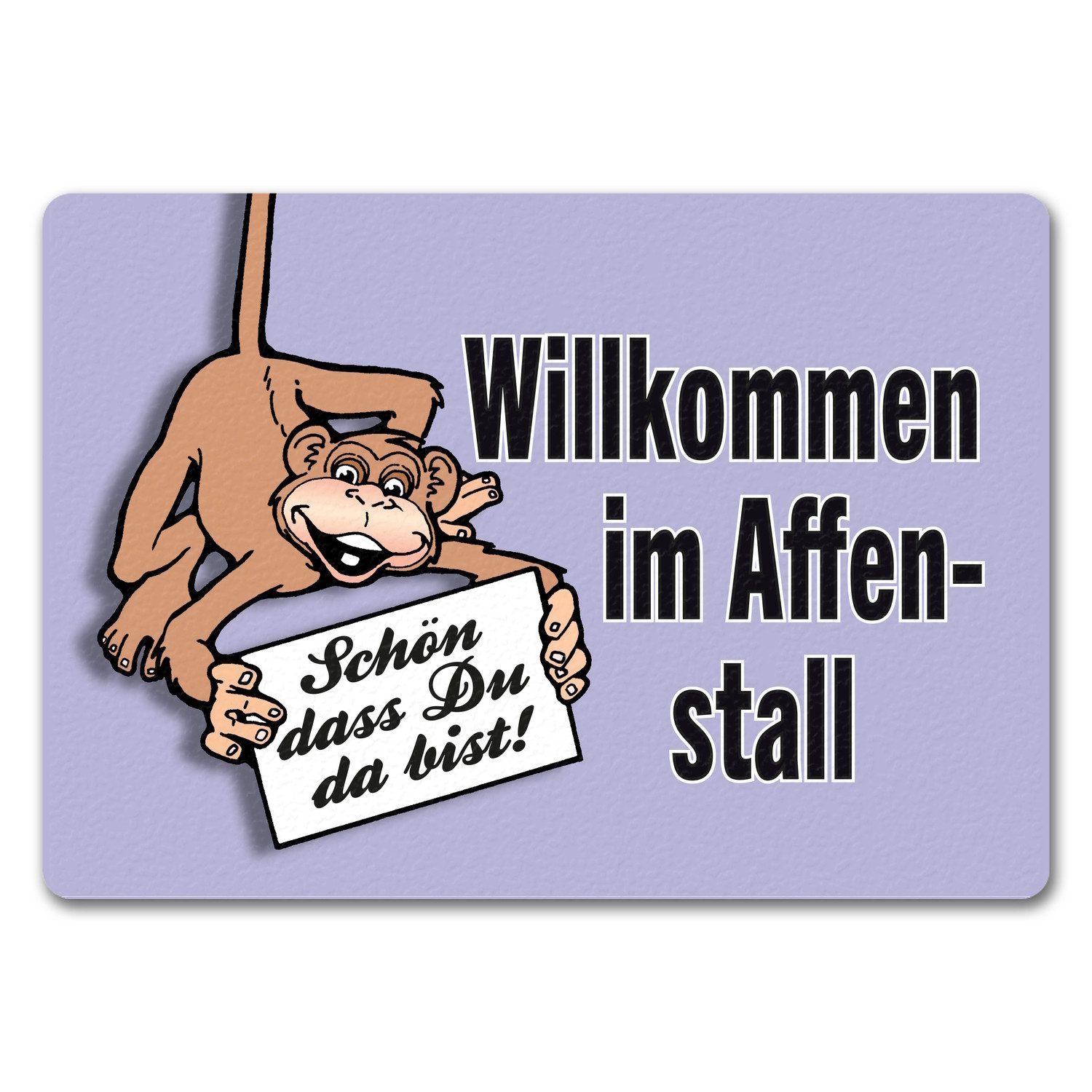 Fußmatte Affe Fußmatte in 35x50 cm ohne Rand mit Spruch Willkommen im