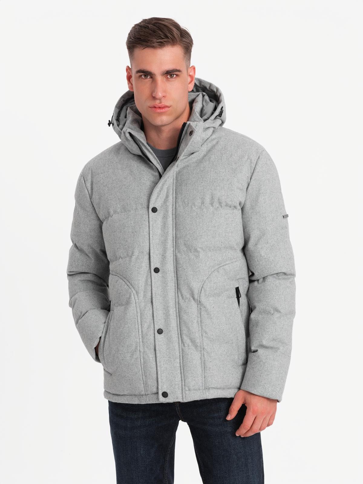 OMBRE Winterjacke Herren-Freizeit-Pufferjacke mit Wolle