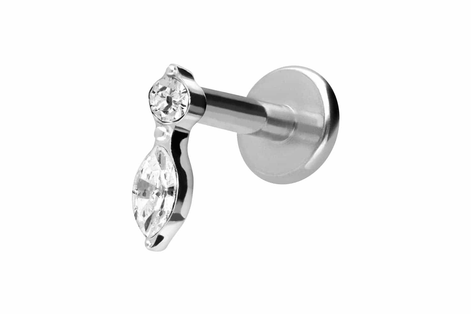 Piercing-Set Titan Labret mit Innengewinde KRISTALLBLATT