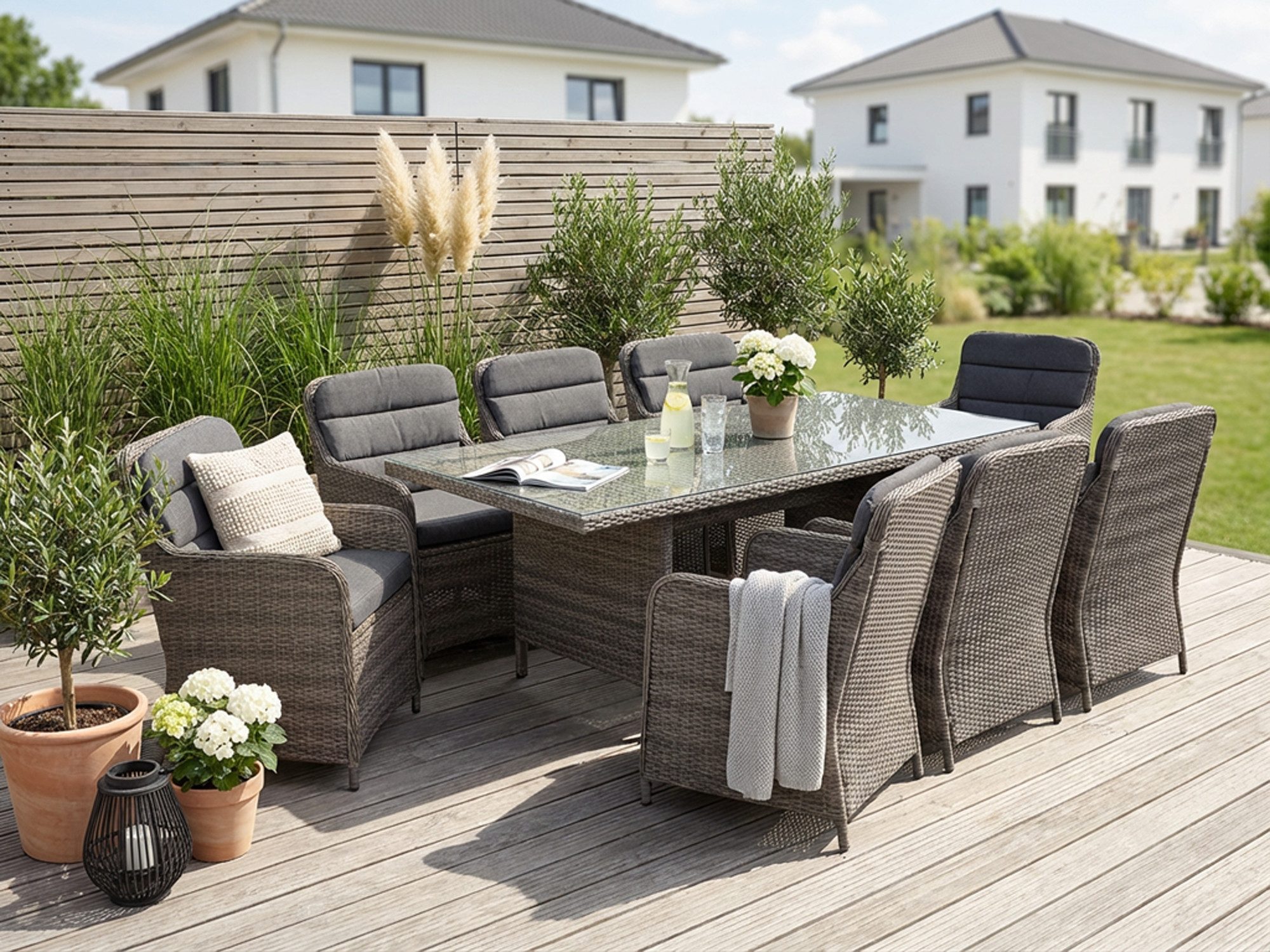 KONIFERA Garten-Essgruppe Kairo, (Set, 25-tlg., 8x Sessel, 1x Tisch 200x100 günstig online kaufen