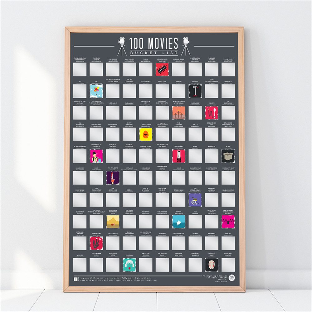 GIFT REPUBLIC Poster 100 Movies, Film Liste Bucket Rubbel Bild Klassiker Ku günstig online kaufen