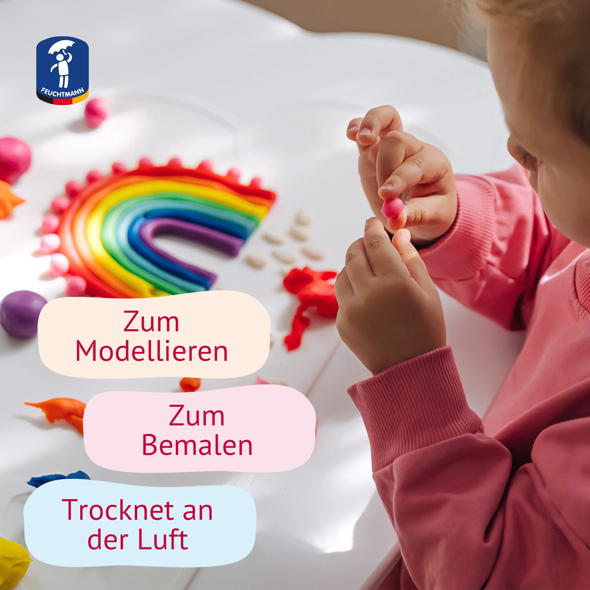 Feuchtmann Knete MEINE LIEBLINGSKNETE Edu Edition Weiß (1-tlg), 500g vegane glutenfreie Kinderknete ab 2 Jahren