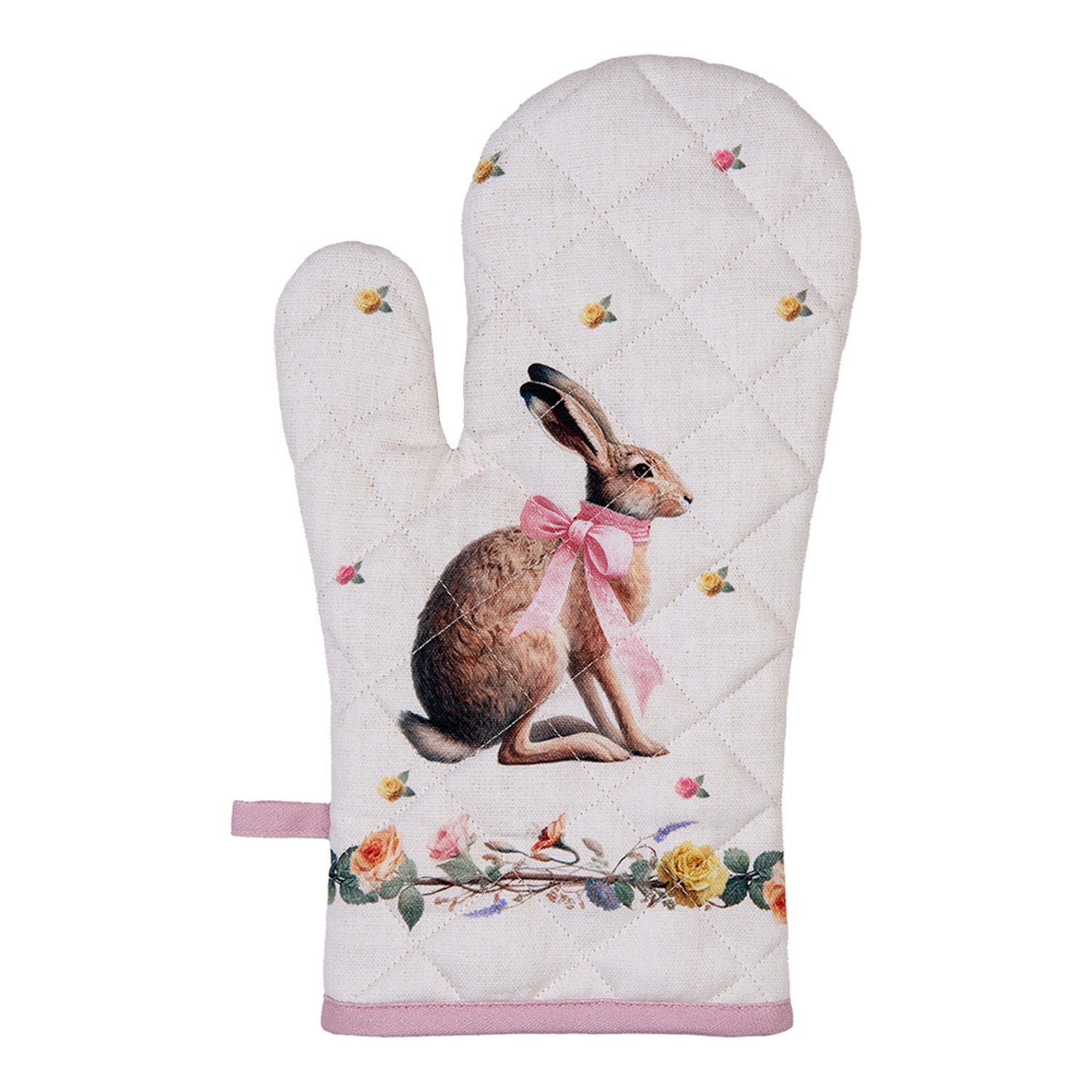 Clayre & Eef Topfhandschuhe Easter Whispers Collection, (2-tlg., 2-teilig), Ofenhandschuhe wattiert Größe: ca.18x30cm