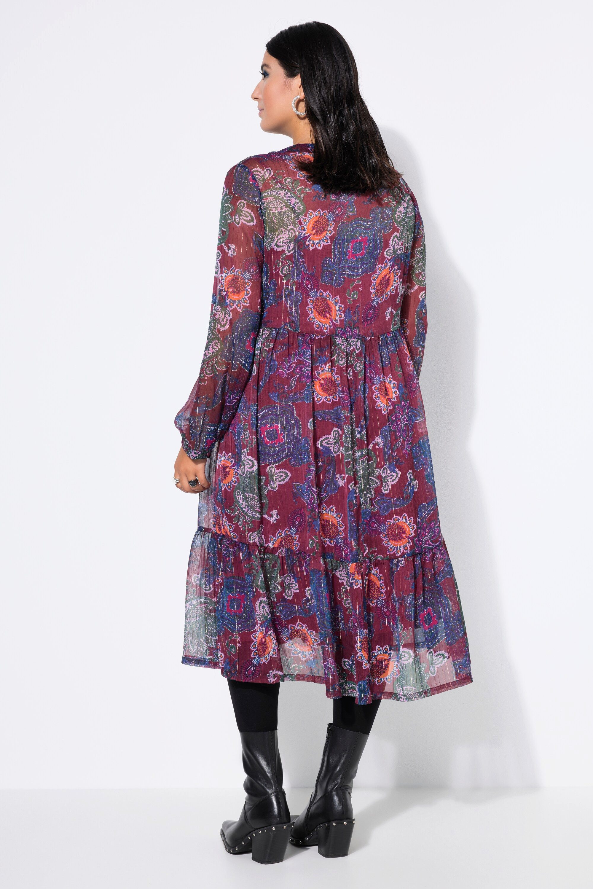 Studio Untold Jerseykleid Midiikleid A-Line Chiffon Paisley Print Glitzer