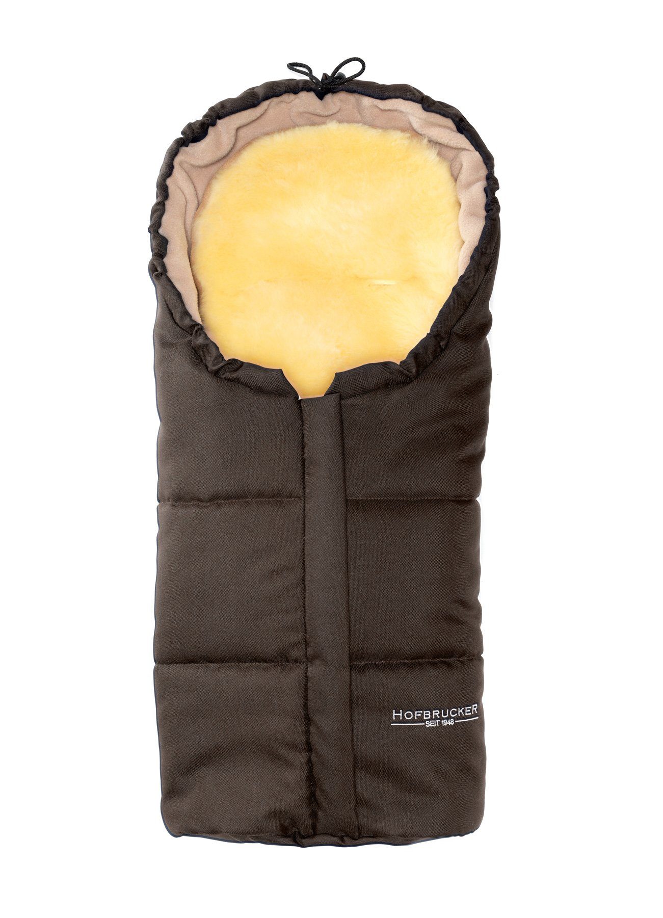 Fußsack Hofbrucker Lammfell-Fußsäckchen Leni für Babyschale und Kinderwagen, warmer Winterfußsack mit echtem Lammfell wind- und wasserabweisend waschbar 80 x 35 cm Made in Germany