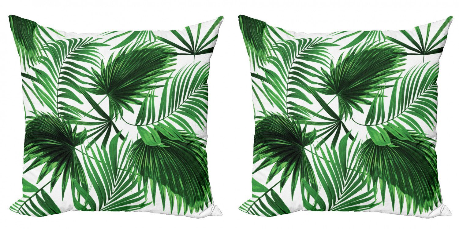 Kissenbezüge Modern Accent Doppelseitiger Digitaldruck, Abakuhaus (2 Stück), Palmblatt Vivid Blätter Wachstum