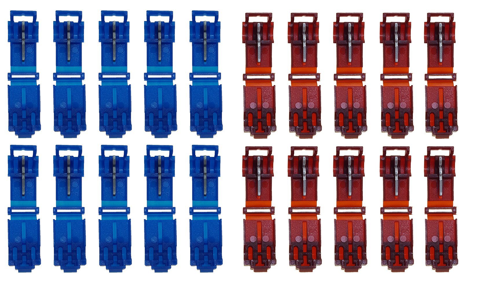 Flachsteckhülsen 10x blau baytronic rot + T-Schnellverbinder baytronic T-Schnellverbinder 10x
