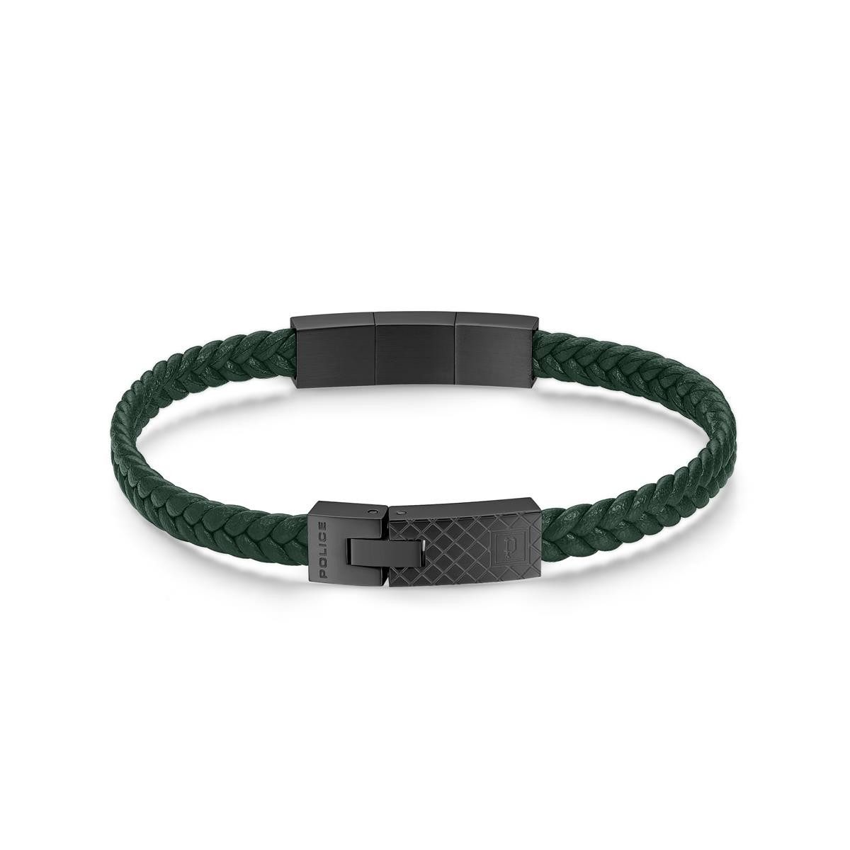 Police Armband Police Armband PEAGB0039503 Leder, Edelstahl, dunkelgrün, schwarz (kein Set, 1-tlg., kein Set)