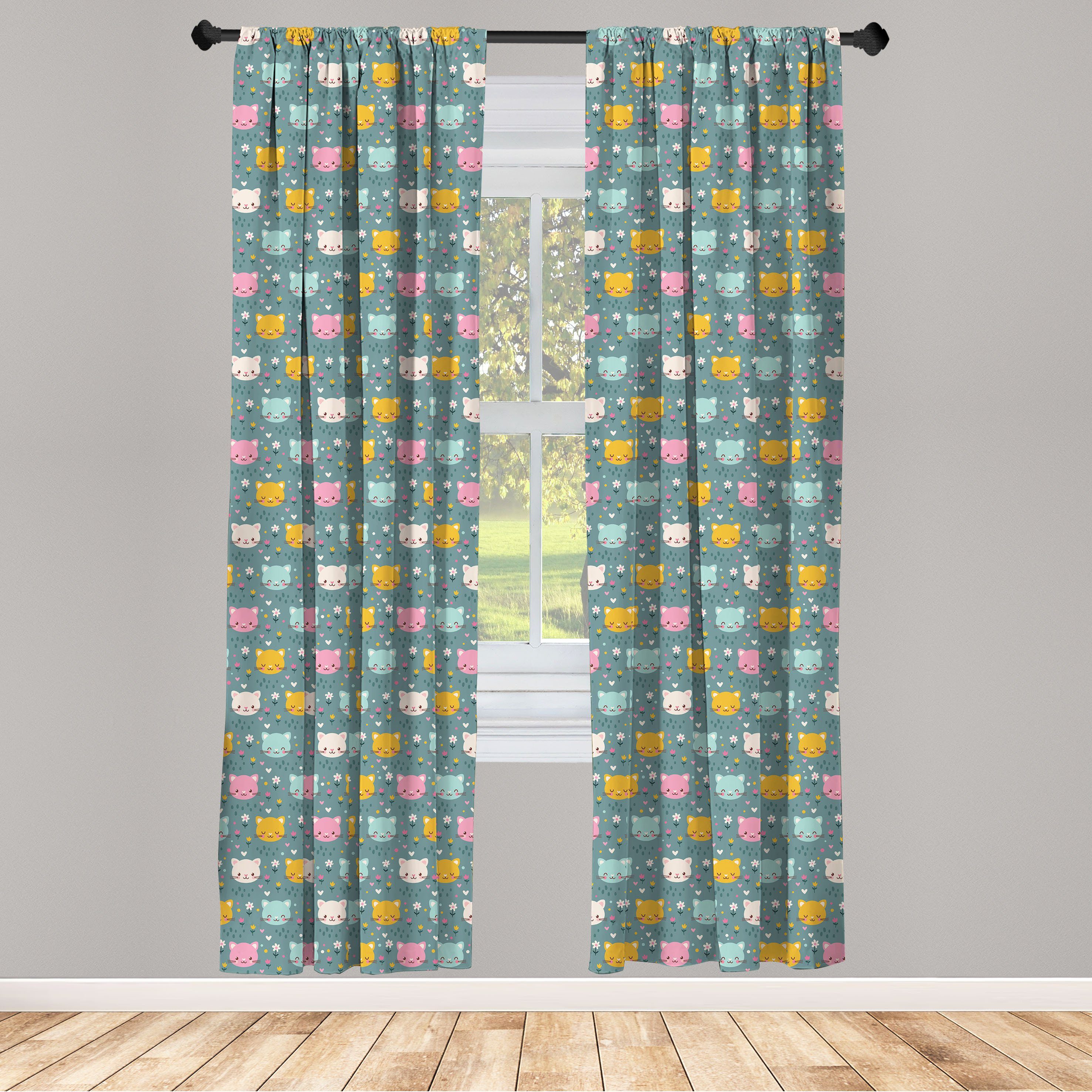 Gardine Vorhang für Wohnzimmer Schlafzimmer Dekor, Abakuhaus, Microfaser, Kindergarten Smiling Cartoon Mäuse