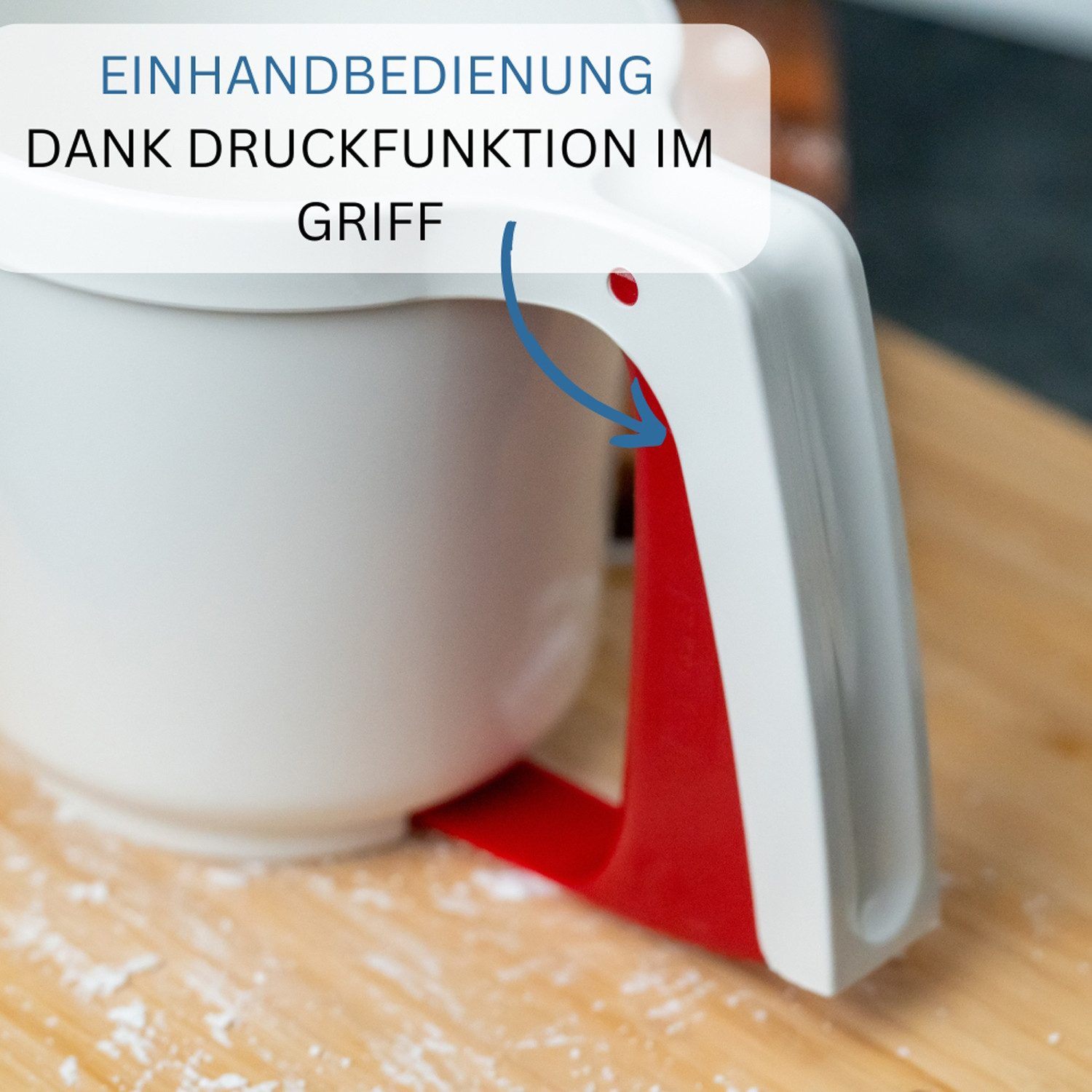 WESTMARK Küchensieb Mehl- und Puderzuckersieb, Mit Griff, Kunststoff, Weiß/Rot, ABS – Bild 2 von 5