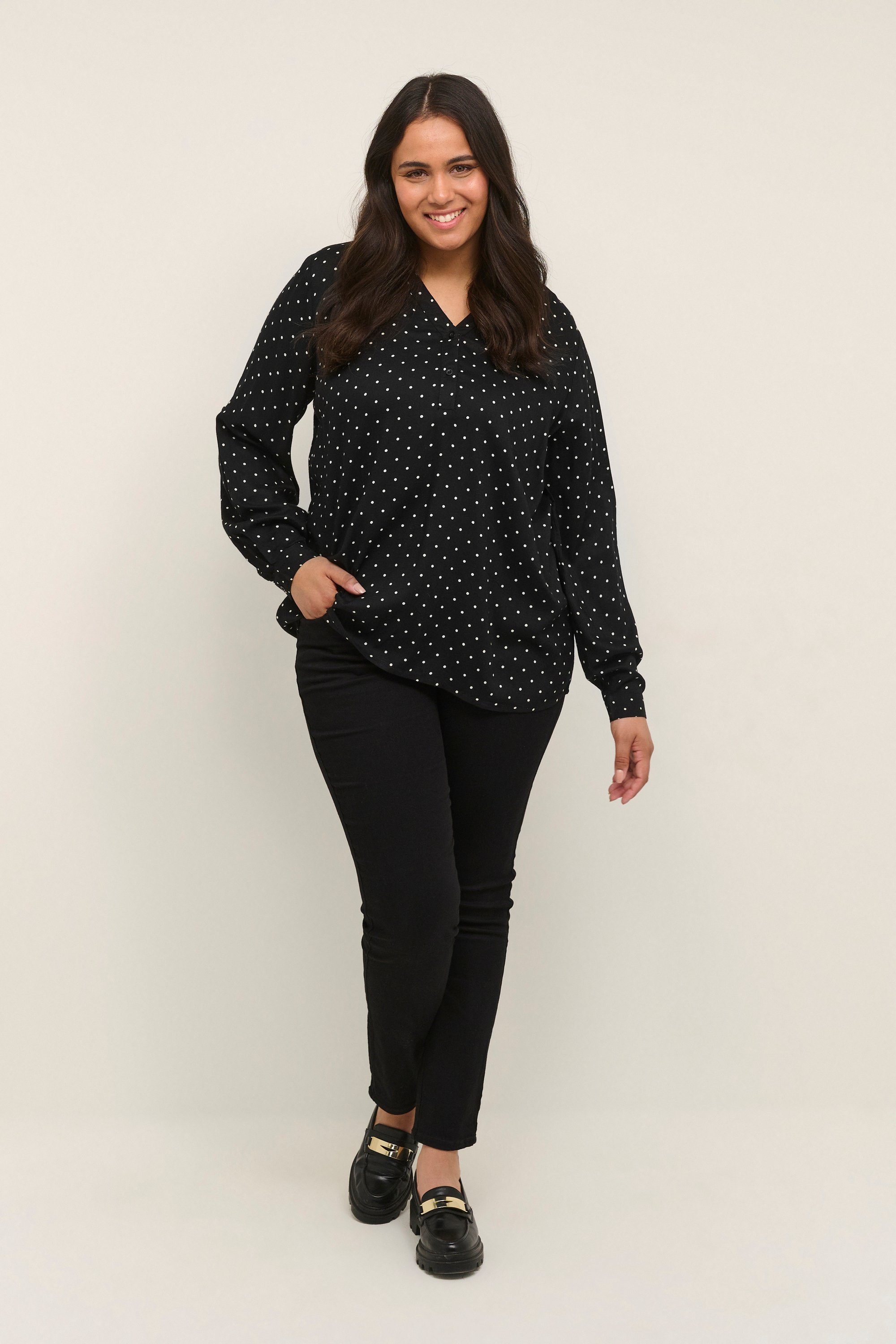 KAFFE Curve Langarmbluse Langarm-Bluse KCjoy Große günstig online kaufen