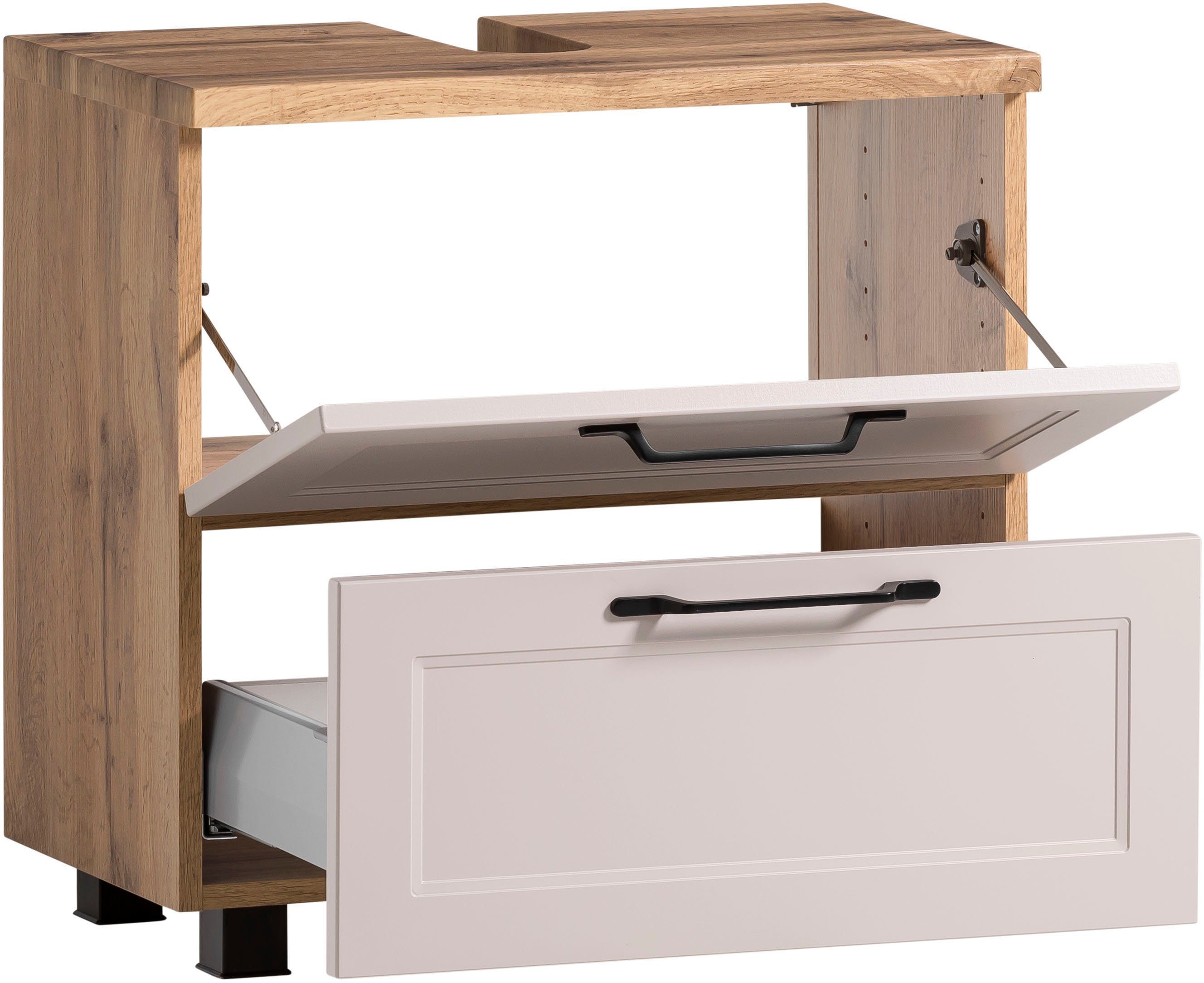 welltime Waschbeckenunterschrank Lana Badmöbel, 2 Schubladen, 60 cm breit