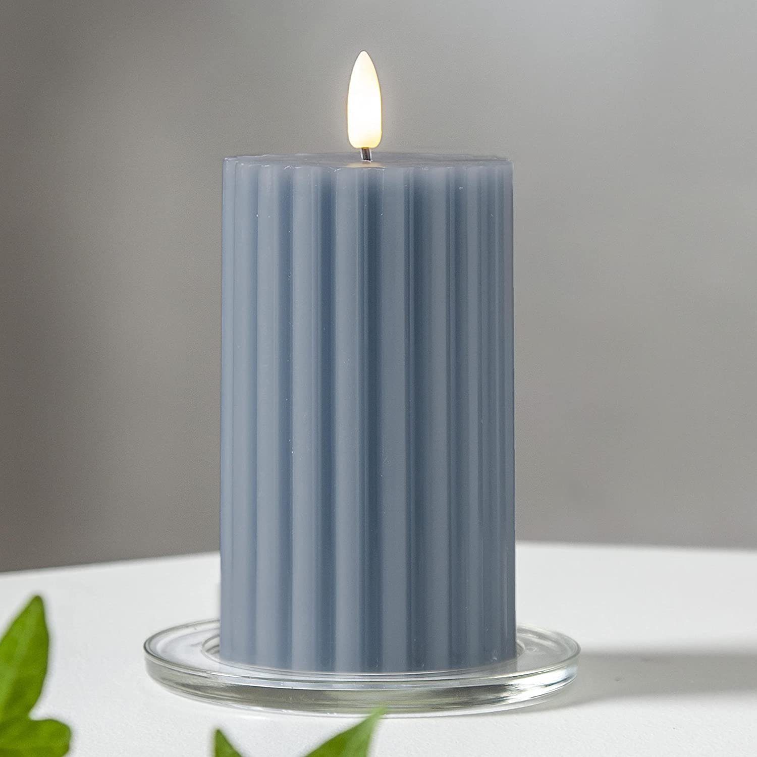 STAR TRADING LED Dekolicht Star Trading LED Blockkerze "Flamme Stripe" Blau aus Wachs