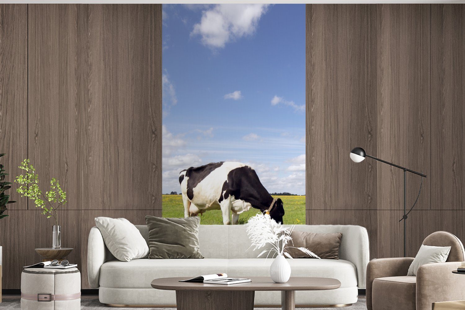 Wohnzimmer Schlafzimmer Küche, MuchoWow Kuh Gras Matt, Fototapete - St), Vliestapete Niederlande Tiere, für - (2 - Fototapete bedruckt,
