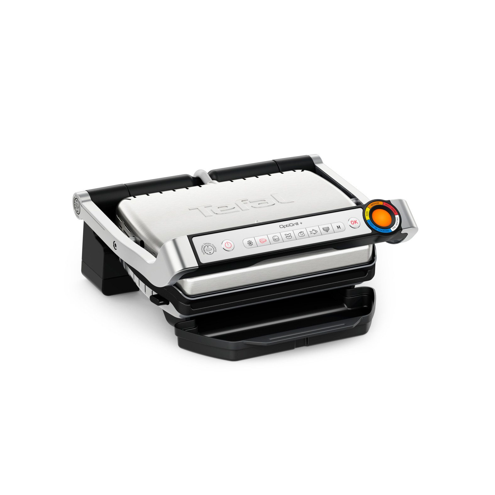 Tefal Kontaktgrill OptiGrill+, erneuerte Kochstufenanzeige, 6 automatische Programme, 2000 W, spülmaschinengeeignete Platten, mit Abschaltautomatik, GC717D