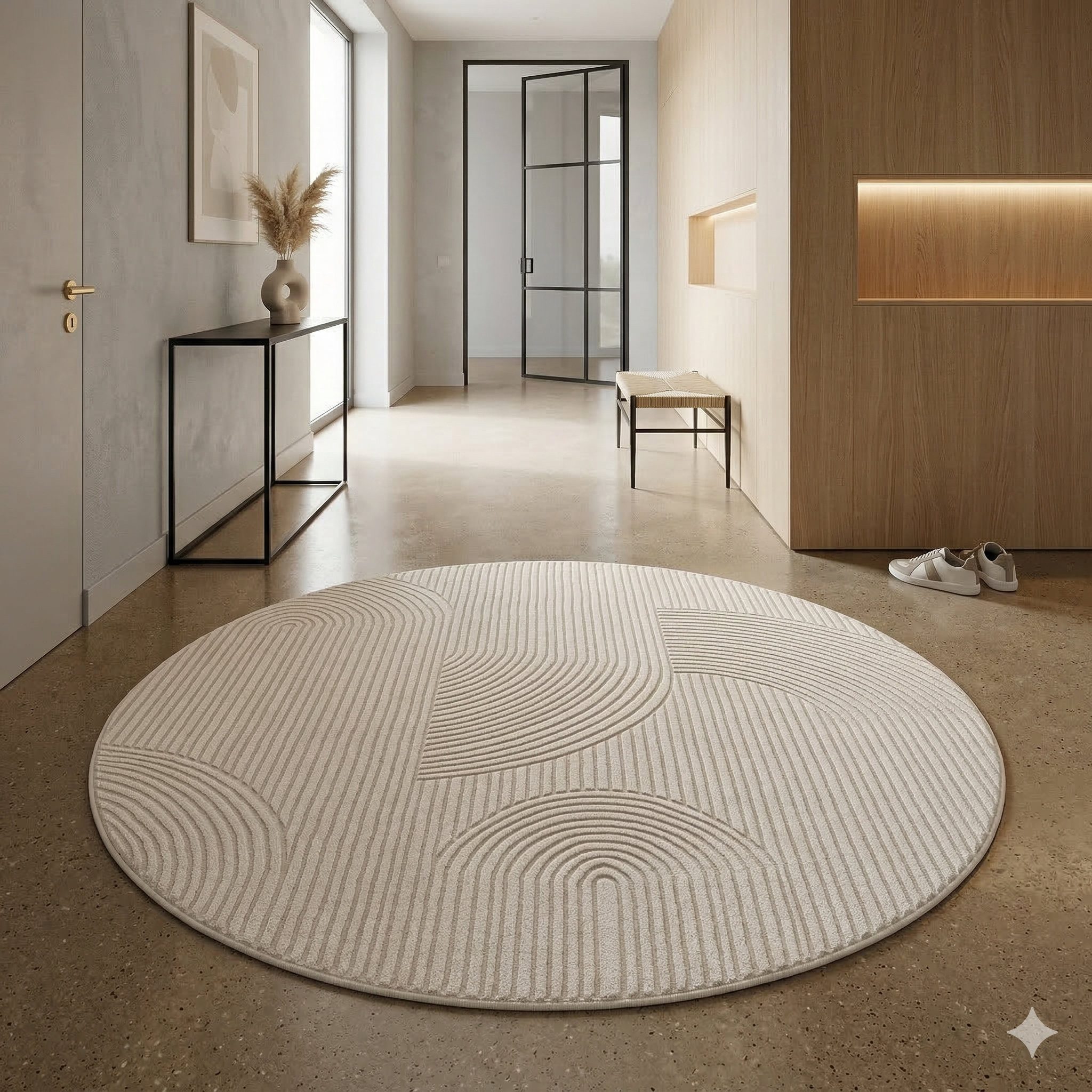 Sehrazat Teppich Moda 1100, auch als Läufer, rund, Höhe: 11 mm, Kurzflor, grafisches Hoch Tief Muster, Wohnzimmer