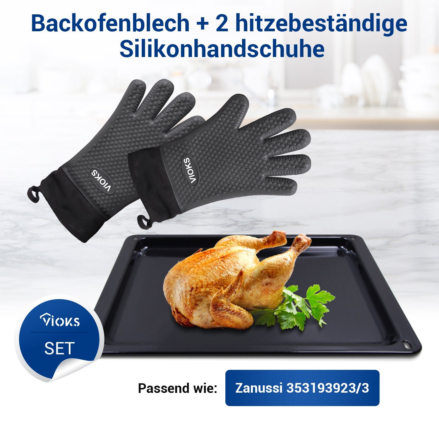 VIOKS Backblech Kuchenblech Ersatz für Zanussi 353193923/3 422x370x23mm