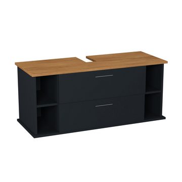 GARLIVO Waschbeckenunterschrank GLA-120 mit Schubladen, Badezimmer Waschtischunterschrank, Schwarz Breite 120 cm, Soft-Close, Push-to-Open/ Tip-On, Hängend