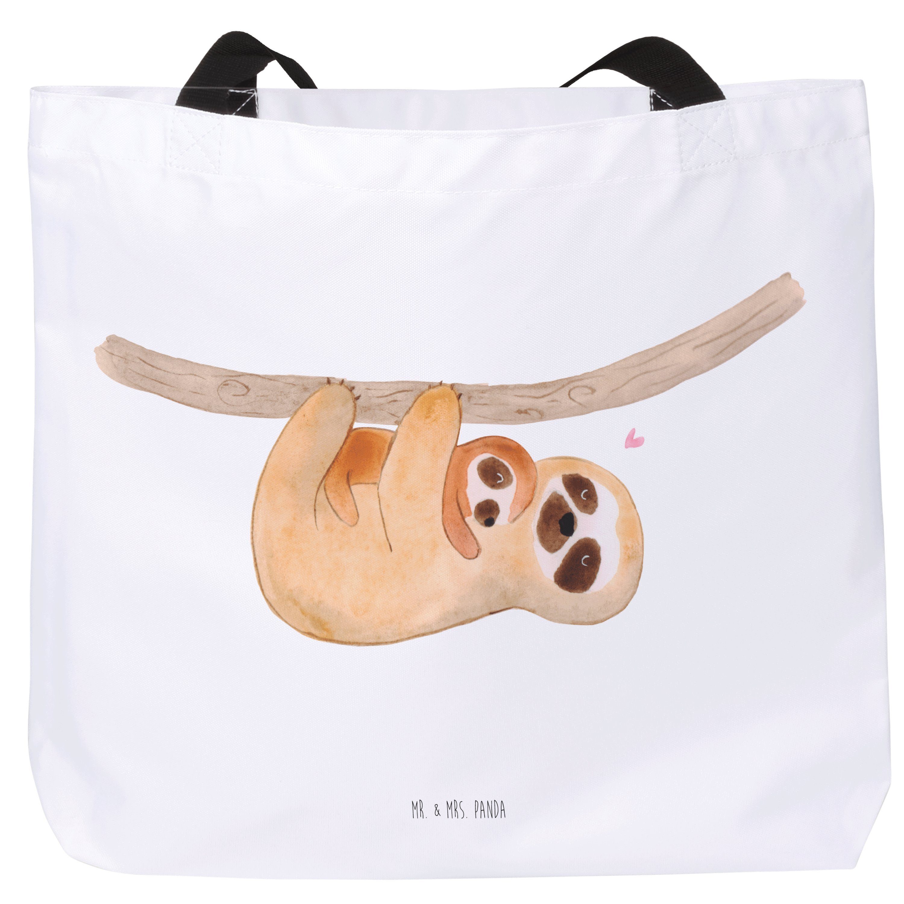Mr. & Mrs. Panda Shopper Faultier mit Kind - Weiß - Geschenk, Baby, Tasche, Einkaufstasche, Ge (1-tlg)