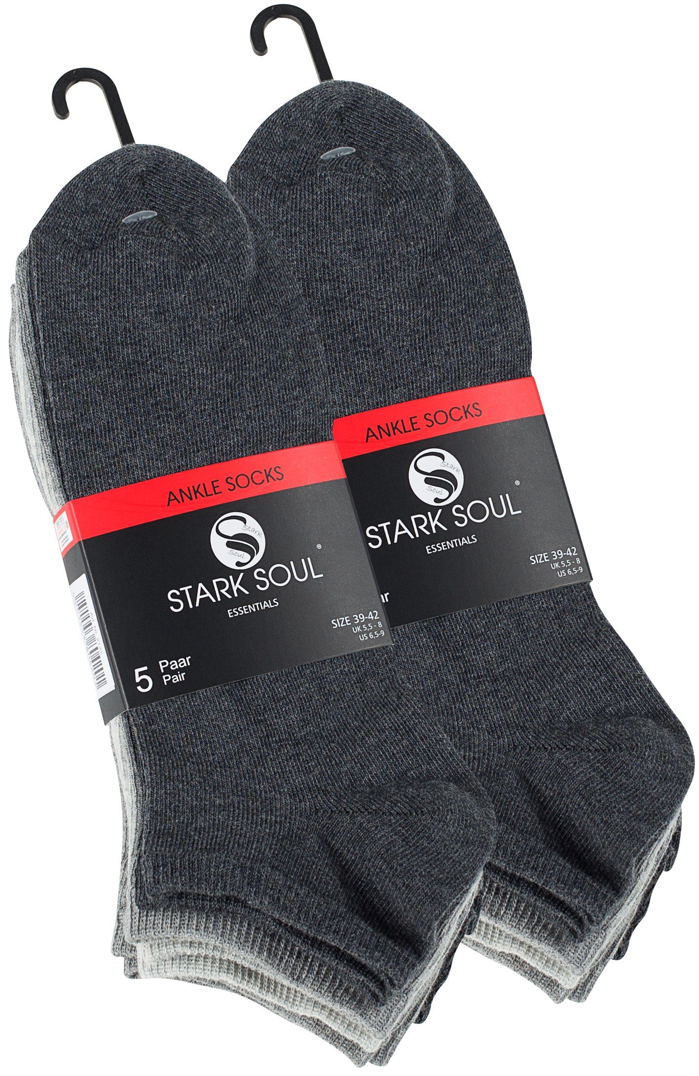 Stark Soul® Sneakersocken Grautöne-Mix (10-Paar) Paar Baumwollqualität angenehmer 10 in