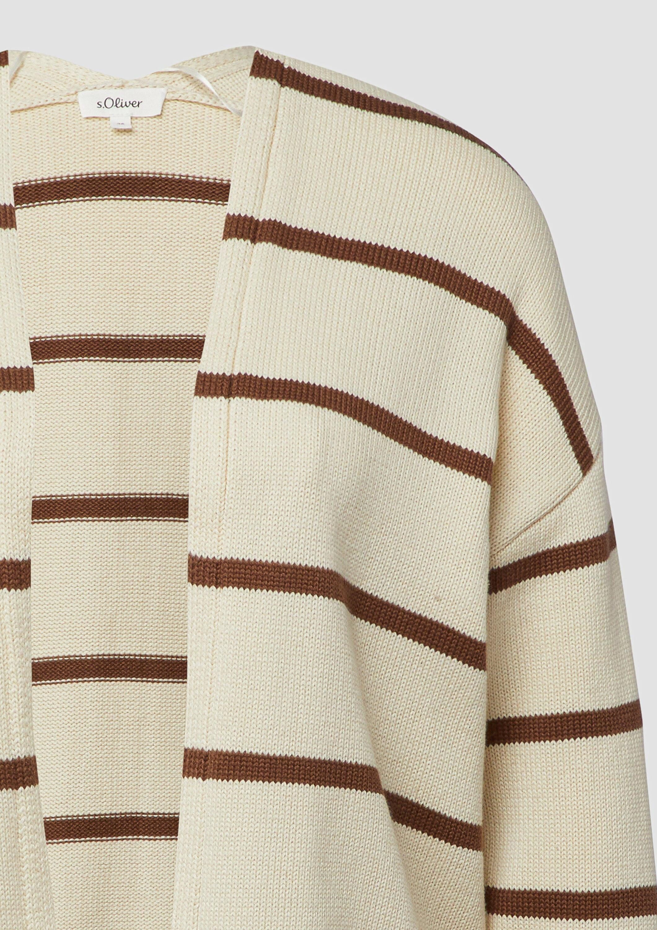 s.Oliver Cardigan Strickjacke Gestreifter Cardigan aus Baumwollmix