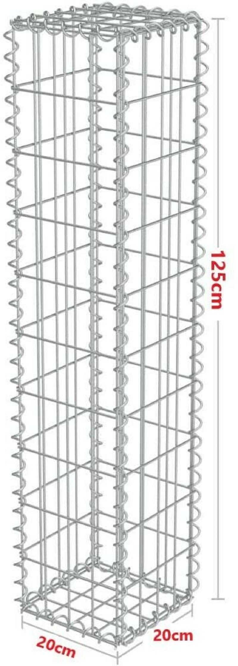 Defactoshop Gabionenzaun Defacto Gabionen-Steinsäule Eckig Dekorative Gabionen Säule für den Außenbereich Drahtstärke: 4mm, Inkl. Distanzhalterung