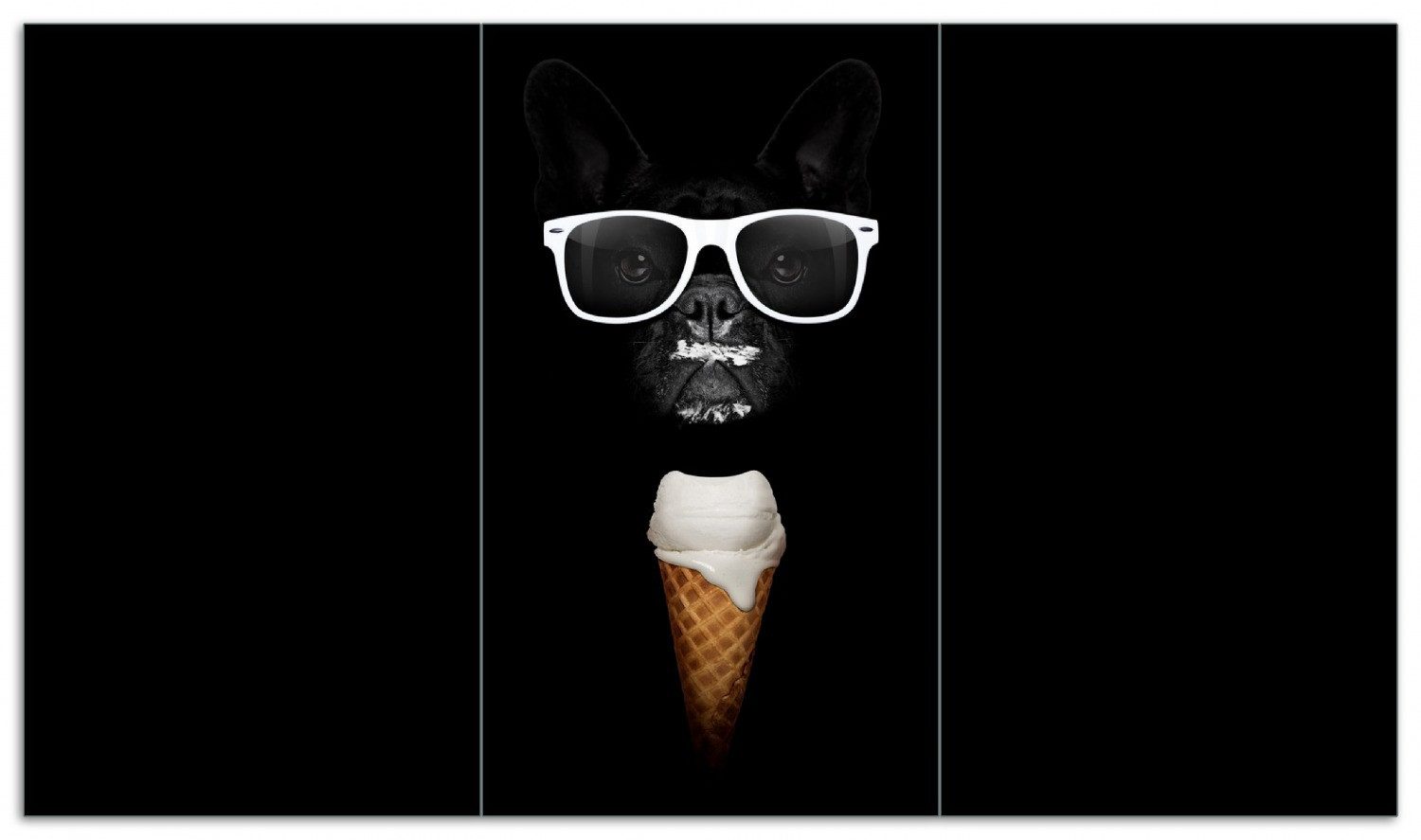 Wallario Herd-Abdeckplatte Hund mit Eis, ESG-Sicherheitsglas, (Glasplatte, 3 tlg., inkl. 5mm Noppen), verschiedene Größen