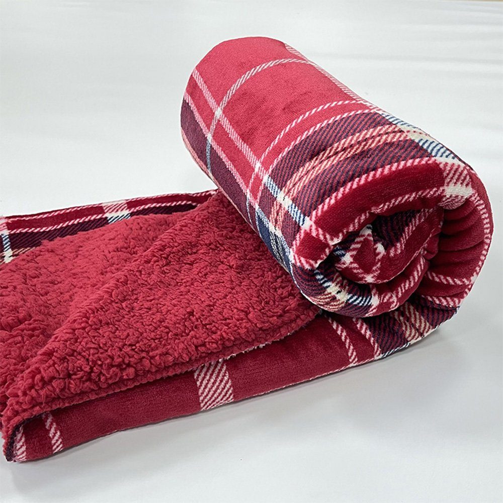 Einschlagdecke Dicke Flauschig Warme Winter Wohndecken 80*100, Karo-Muster Decke HIBNOPN für