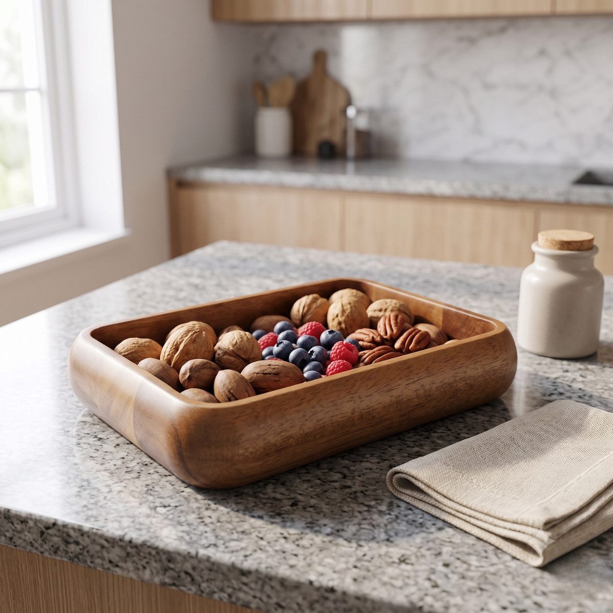 Bricard Servierschale Rechteckige Massivholz-Schale im Soft-Edge-Design Akazie Holz, (1-Stück, 1-tlg), Akazie Holz