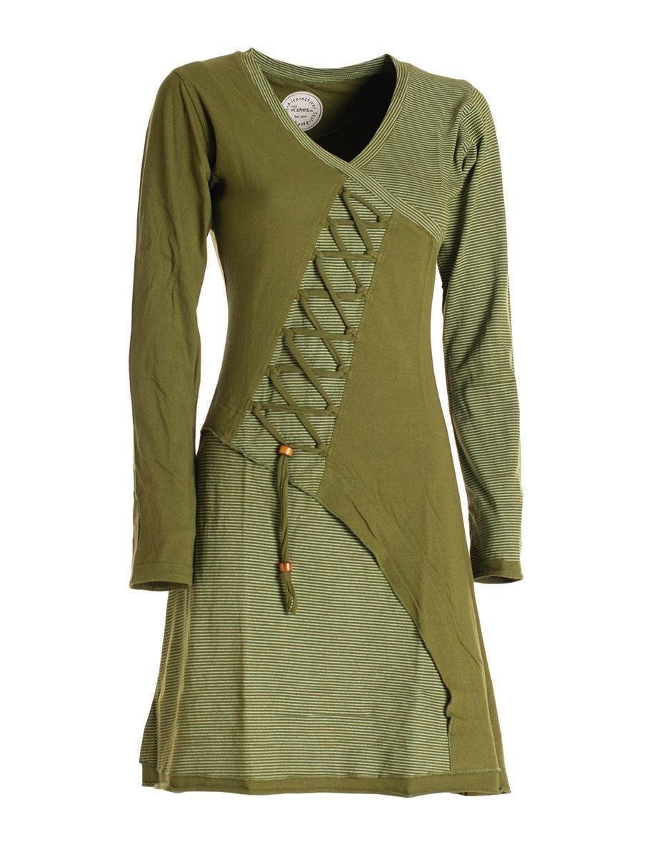 Vishes Jerseykleid Asymmetrisches Langarm Damen Baumwoll-Keid Shirt-Kleid Ethno, Elfen Style, Sweat-Kleid – Bild 4 von 5