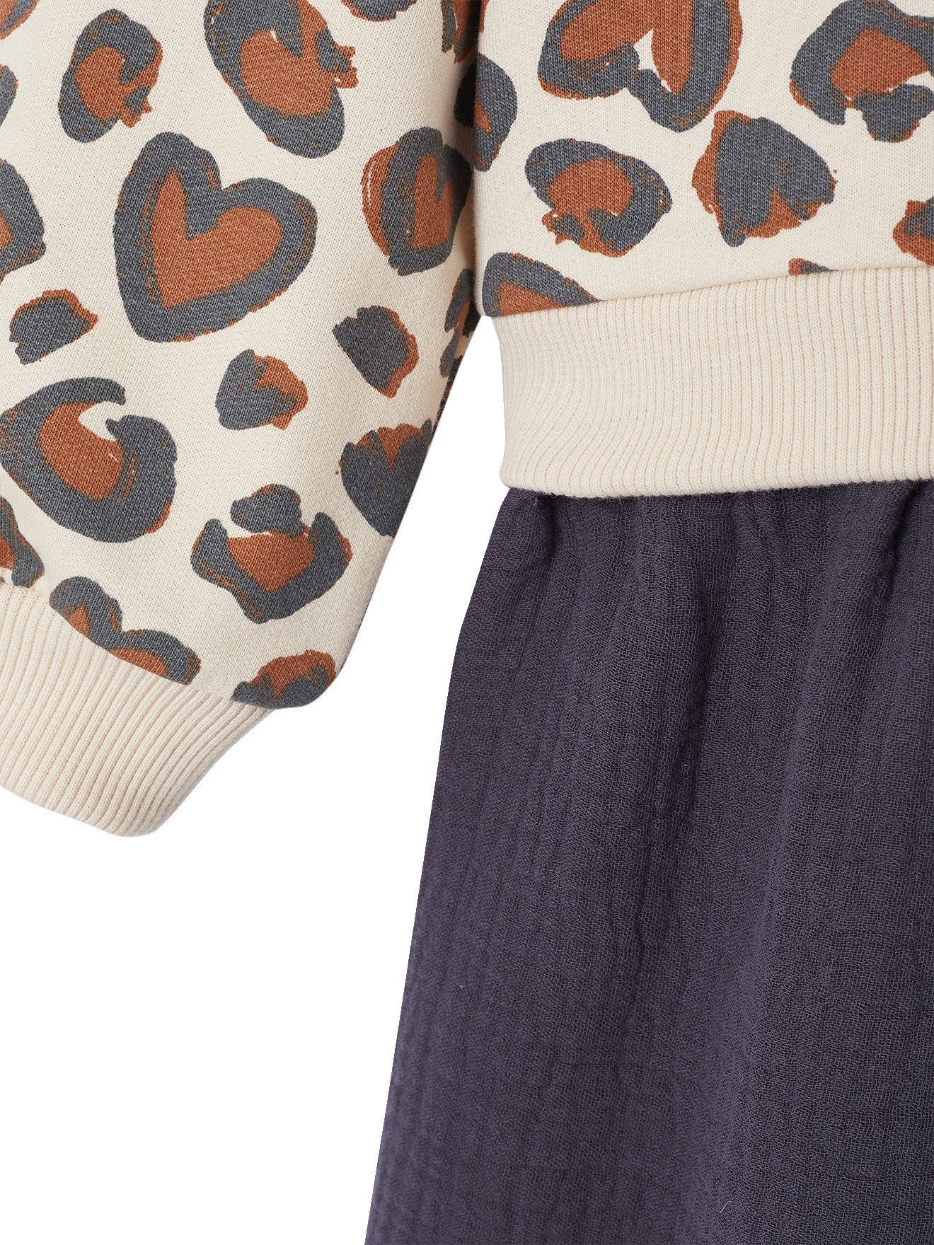 vertbaudet Minikleid Mädchen Kleid mit bedrucktem Oberteil