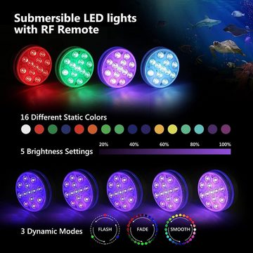 XDOVET LED Whirlpoolleuchte 4 Stück Unterwasser Licht,13 LED Poolbeleuchtung Unterwasser