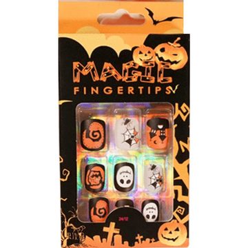 GelldG Nagel 24 Stück Halloween Nägel für Kinder, Halloween Falsche Nägel