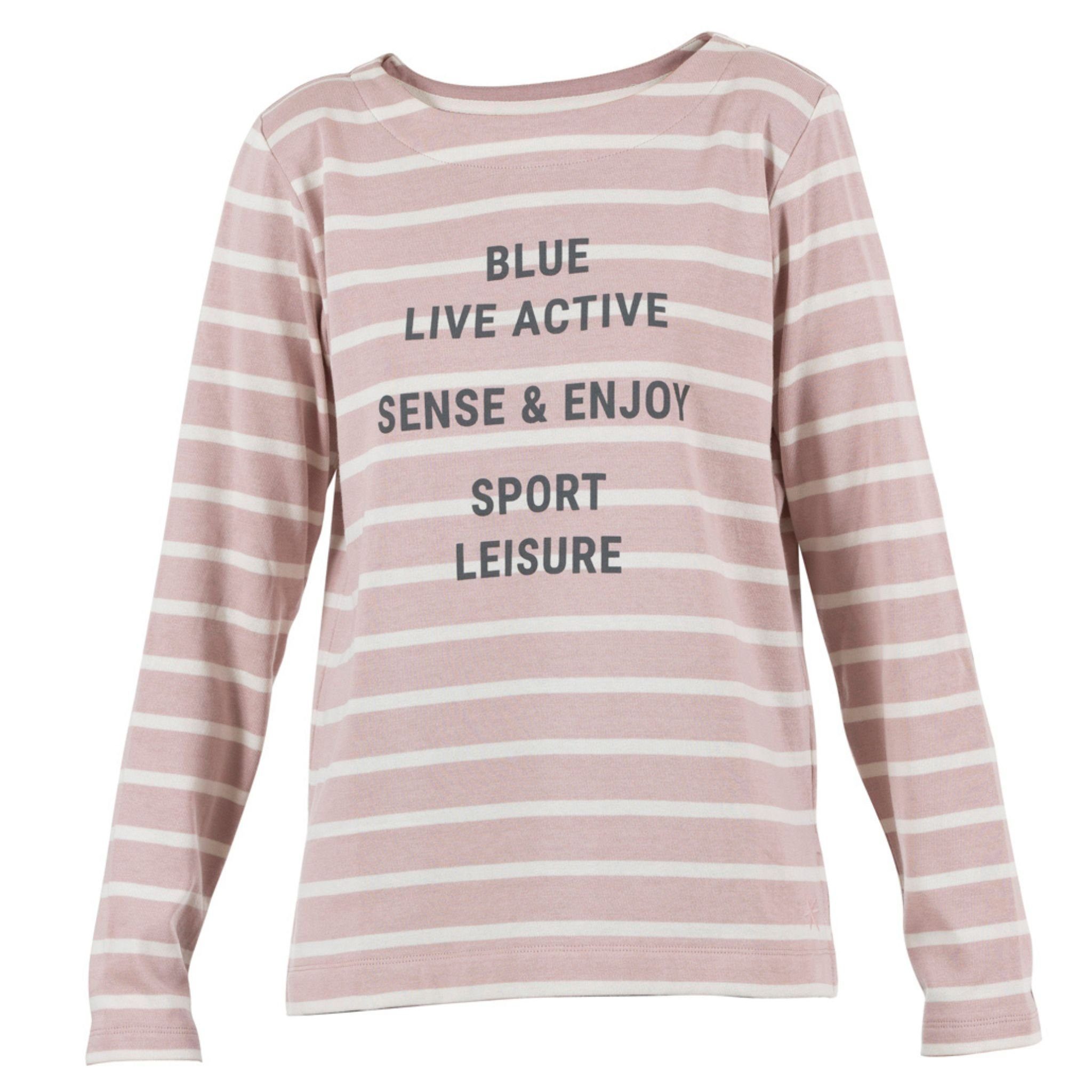 Blue Sportswear Longsleeve Gestreiftes Longsleeve Shirt Baumwolle Aufdruck in Rosa o. Khaki