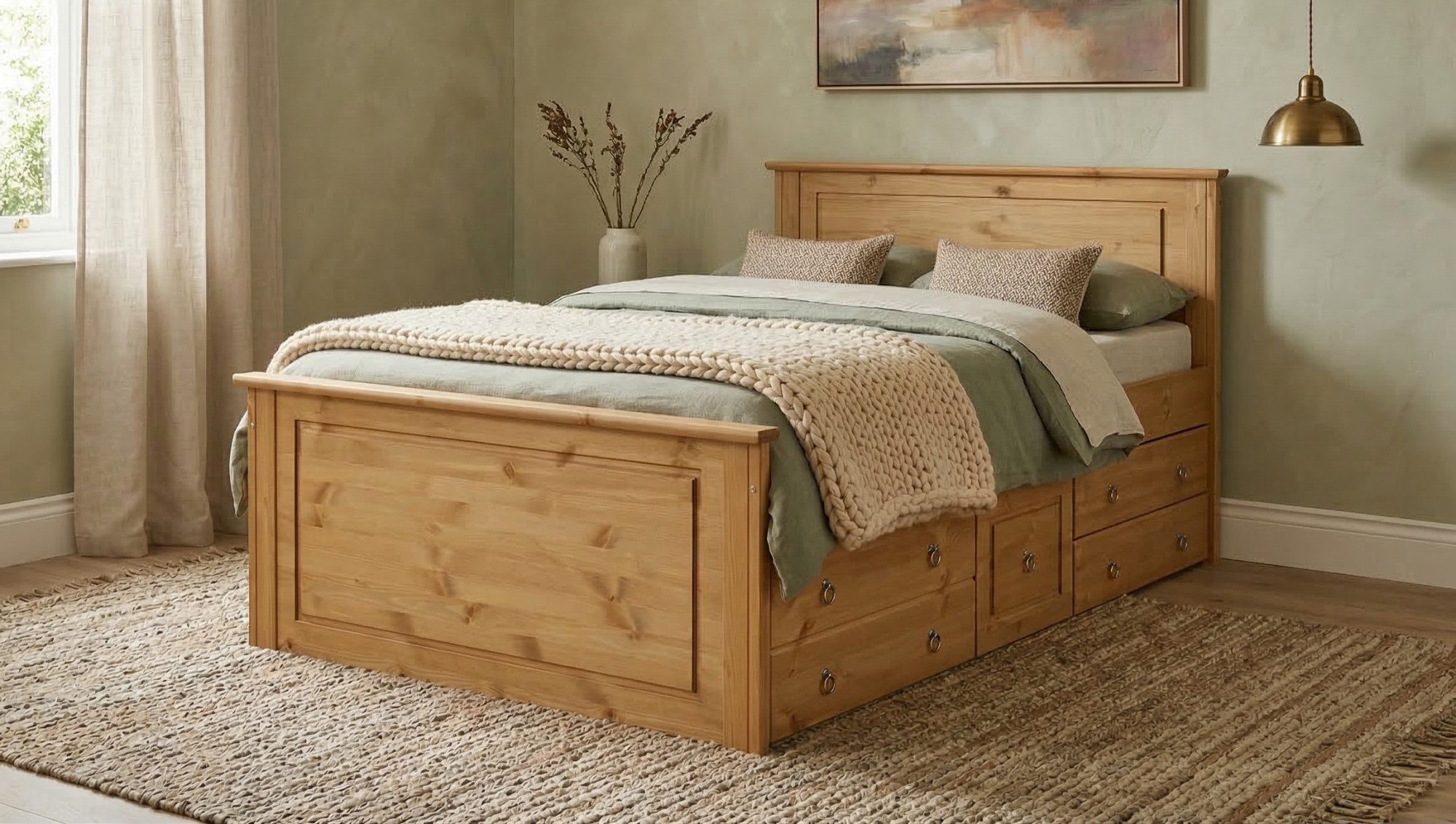 OTTO home Massivholzbett Hugo, FSC® zertifiziert, Landhausstil, zeitlos und edel (auch als Super Sparset inklusive Schubkästen), Stauraumbett, extra belastbar, Made in EU, viele Breiten