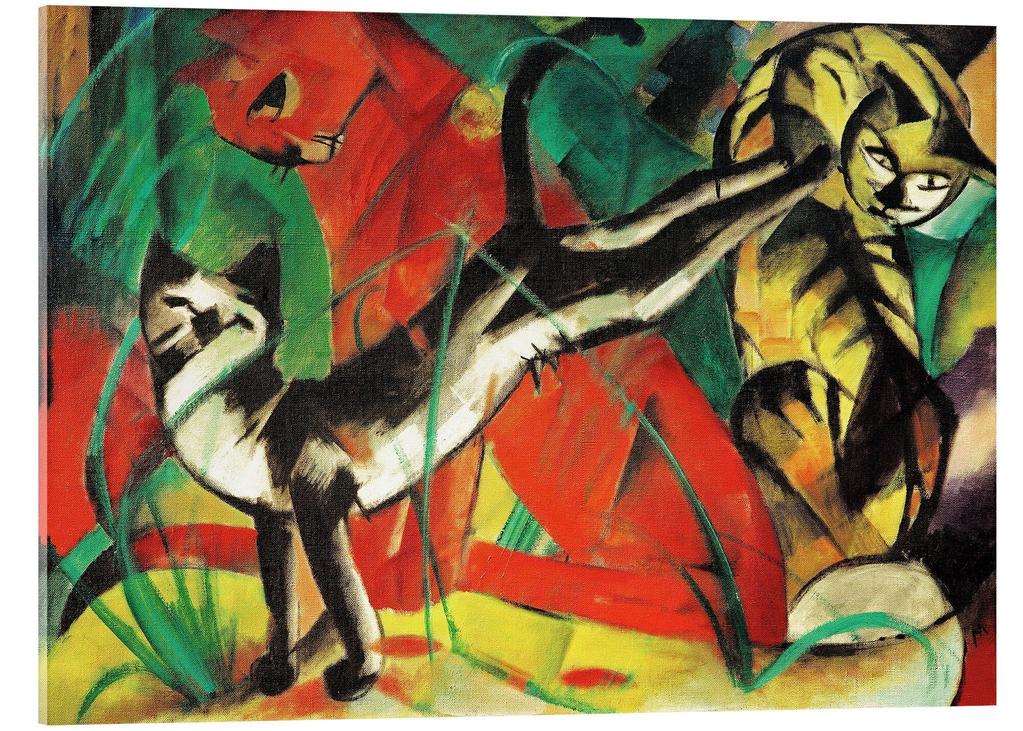 Posterlounge Wandbild Drei Katzen, Franz Marc, erhältlich als Poster, Leinwandbild, Wandsticker oder Acrylglasbild