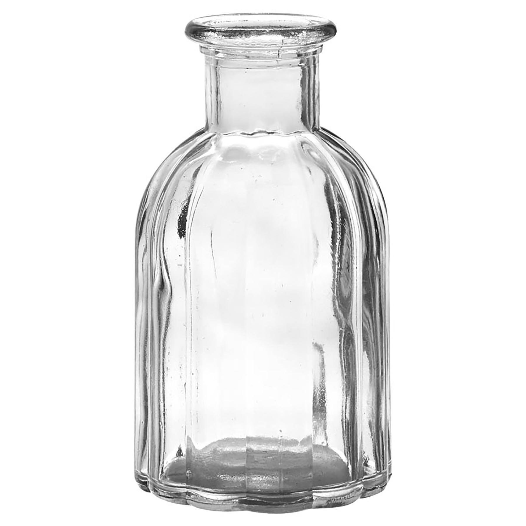 Dekovase Vintage Vase Glasvasen Dekoflaschen, Blumenvasen aus cm), Annastore Glasflaschen / cm (7,5 Glas, aus 13,5 H geriffelter 6 x Vasen Optik Glas