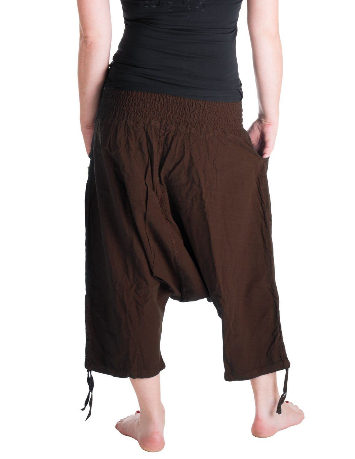 Vishes Haremshose Extra dehnbund Schlupfhose Weites Haremshose, Goa Hose Style Flatterhose, Weite braun Bein