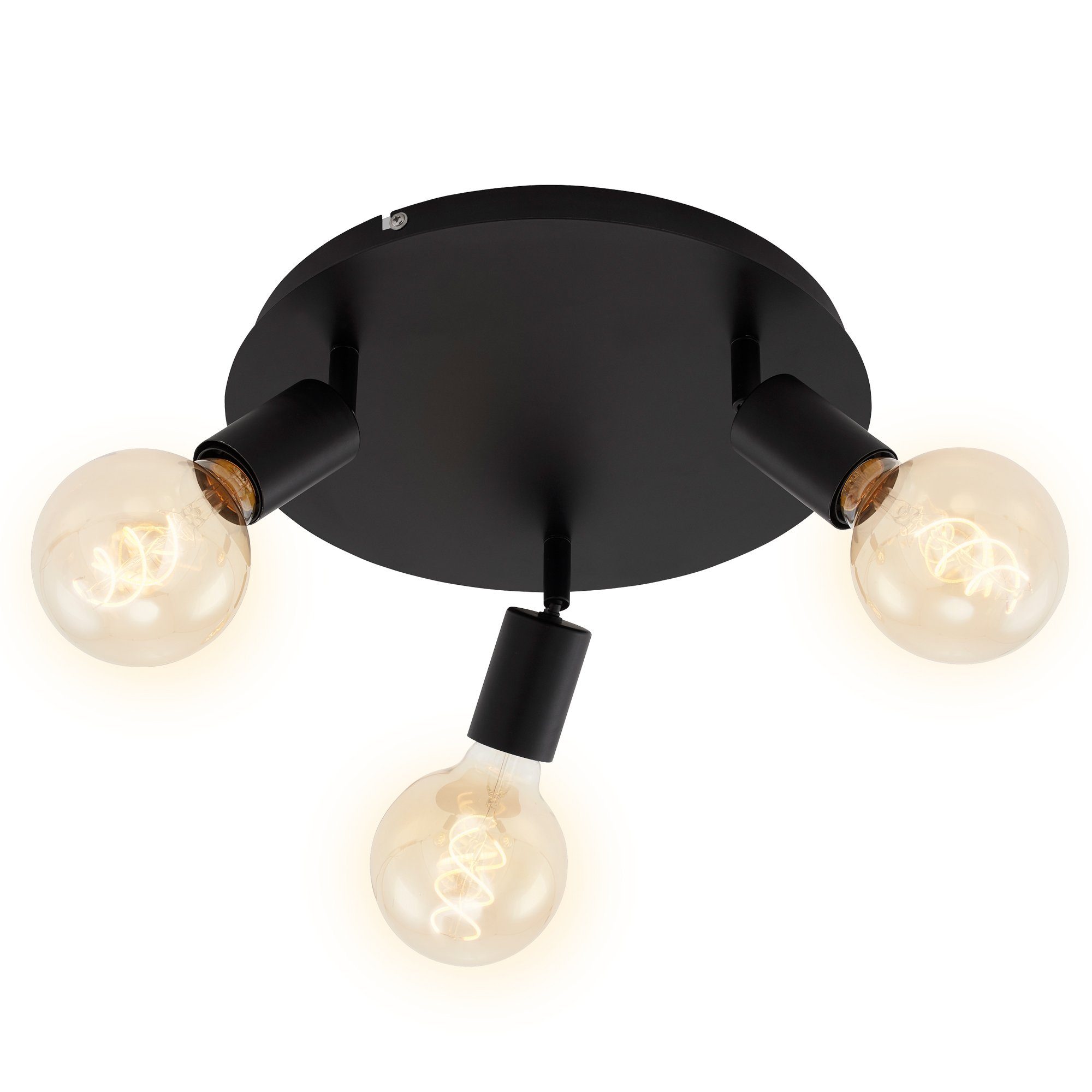 Briloner Leuchten Deckenspots 2868-035, schwenkbar, retro, ohne Leuchtmittel, Warmweiß, Deckenlampe, 30x8cm, Schwarz, max.60W, E27, Wohnzimmer, Schlafzimmer